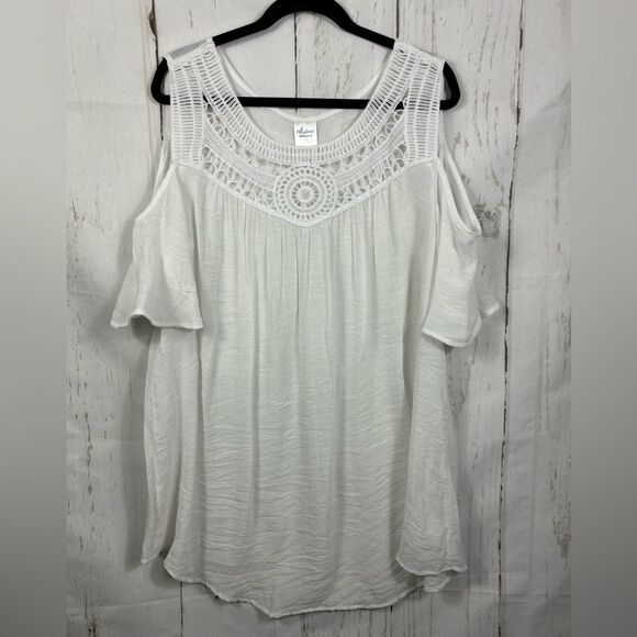 NWOT Catalina White Tunic Coverup Cold Shoulder Knitted Lace - Picture 1 of 8